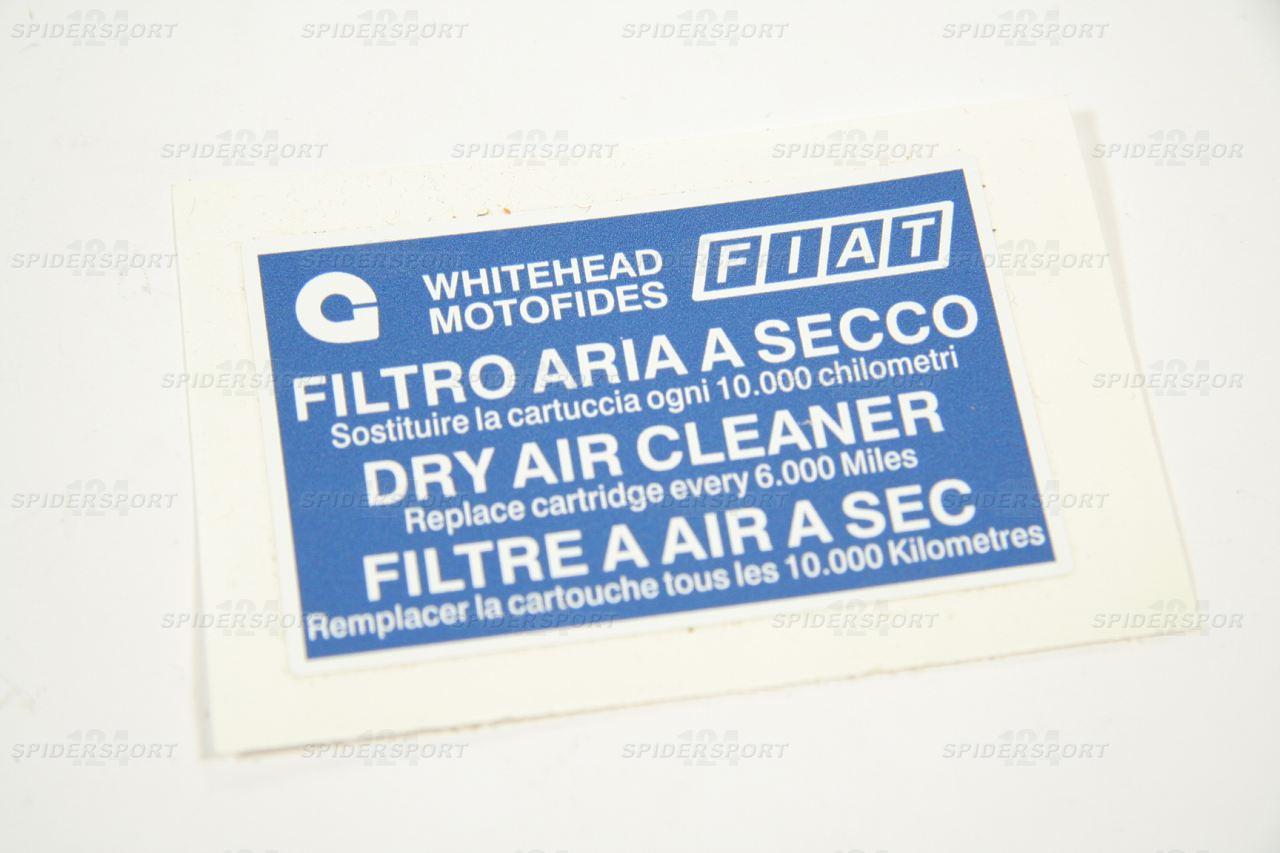 Aufkleber: Filtro aria a secco - für Luftfilter