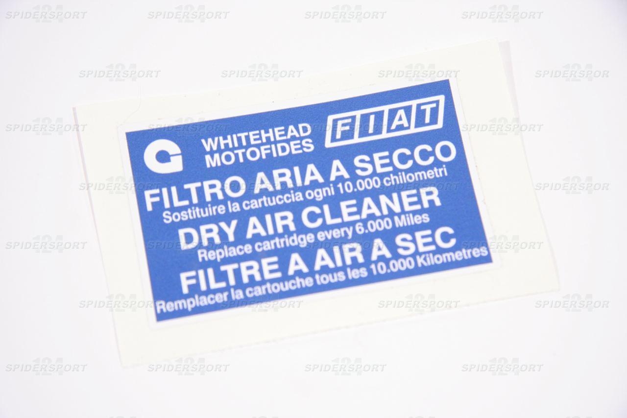 Aufkleber: Filtro aria a secco - für Luftfilter
